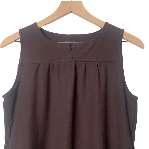 Eileen Fisher Chocolate Brown Rayon Blend Sleeveless Top Tank V scoop neck - Picture 3 of 9